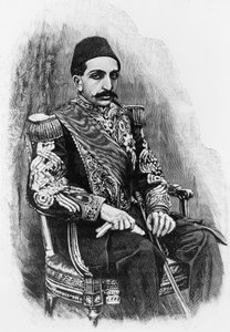 阿卜杜勒·哈米德二世 (1842-1918) 的肖像，奥斯曼帝国第 34 任苏丹 1876 年至 1909 年，照片后雕刻 作者 未知未知