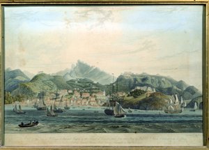 格林纳达岛上的圣乔治镇和里士满高地的景色，由William Daniell 1769-1837雕刻，c.1810雕刻 作者 威尔逊中校