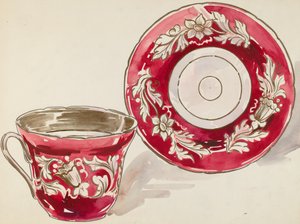 杯子和碟子，约1936年。 作者 莉莲·考西
