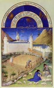 7月的法西斯：收获和剪羊毛，来自&39;Tres Riches Heures du Duc de Berry&39;（原版见8439）