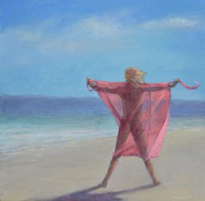 Pink Sari on the Beach 作者 林肯·塞利格曼