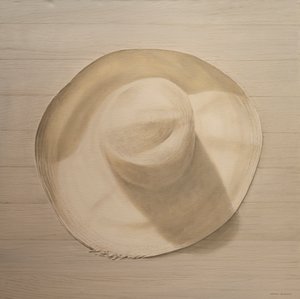 尘土飞扬的桌子上的旅行帽子，2010年（画布上的丙烯酸） 作者 林肯·塞利格曼