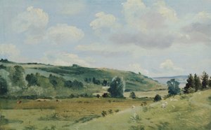 风景，c.1849-55（面板上的油） 作者 莱昂内尔·康斯特布尔
