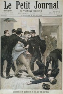 无政府主义者暗杀一名警察，涵盖了“Le Petit Journal”的插图，1895年3月3日