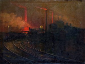 道莱斯钢铁厂，卡迪夫的夜晚》，1893-1897年 作者 Lionel Walden