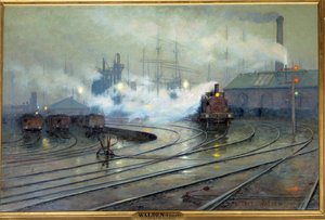 莱昂内尔·瓦尔登 (Lionel Walden) (1861-1933) 1894 年绘制的加的夫码头景观。 1,27x1,93 米。 巴黎，奥赛博物馆 - 加的夫码头景观。 莱昂内尔·瓦尔登 (1861-1933) 的绘画
