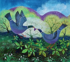 Love Birds, 2020,(acrylics on paper) 作者 丽莎·格拉·詹森