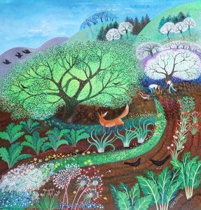 Springtime Jobs;2020,(acrylics on paper) 作者 丽莎·格拉·詹森