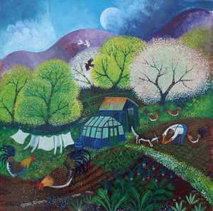 种植园的春天，2025 年（亚麻布上的丙烯酸颜料） 作者 丽莎·格拉·詹森