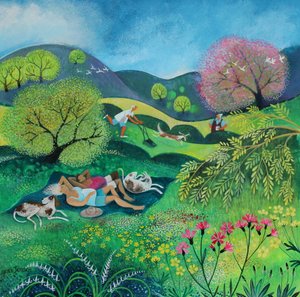 阳光明媚的周日下午，2022 年（丙烯酸纸面画） 作者 丽莎·格拉·詹森