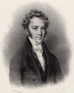 钢琴家和作曲家Ignaz Moscheles 1794-1870的肖像，约1830年。 作者 Lithographie Formentin et C..