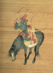 忽必烈汗（1214-94）狩猎（细节），元朝（丝绸上的墨水和颜色）（见150417）