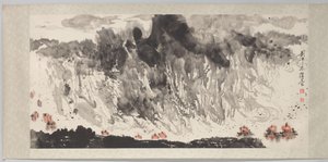 用手指画有船的风景 作者 刘忠东