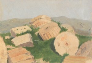 断裂的柱子，帕特农神庙，1869年。 作者 洛克伍德德福雷斯特