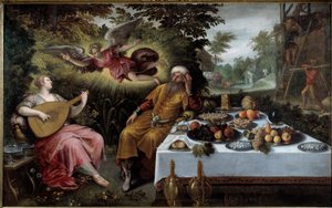财富的虚荣或忧郁的痛苦。 Ludovico Pozzoseratto (1550-1610) 的绘画