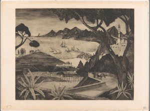 科西嘉岛海湾山风景 科西嘉岛（原标题） 作者 Lodewijk Shelfhout（艺术家签名）