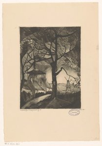 农场 Les Fermes（物体上的原始标题） 作者 Lodewijk Shelfhout（艺术家签名）