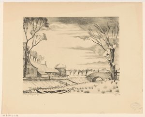 冬景中的农舍
Hiver en Hollande III（原标题） 作者 Lodewijk Shelfhout（艺术家签名）