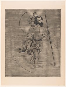 圣克里斯托弗与圣婴 圣克里斯多夫（原名） 作者 Lodewijk Shelfhout（艺术家签名）