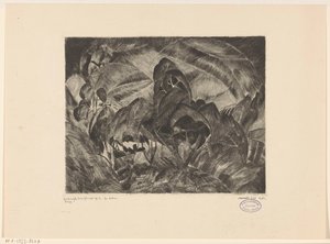 有树木的丘陵景观 Les Arbres（物体上的原始标题） 作者 Lodewijk Shelfhout（艺术家签名）