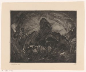 有树木的丘陵景观
Les Arbres（实物上的原标题） 作者 Lodewijk Shelfhout（艺术家签名）