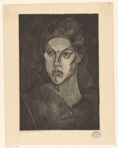 一个女人的头 Tête de femme I（物体上的原始标题） 作者 Lodewijk Shelfhout（艺术家签名）