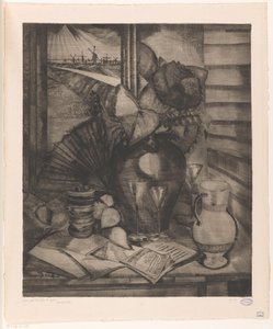 窗边的静物
Les Helianthes（原标题） 作者 Lodewijk Shelfhout（艺术家签名）
