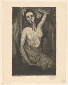 坐着的女人 Femme assise（原标题） 作者 Lodewijk Shelfhout（艺术家签名）