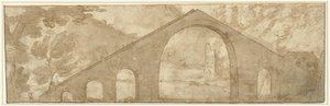 风景中的陡桥 作者 Lodewijk Toeput（归因于）
