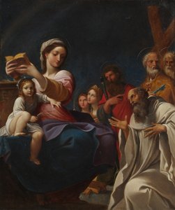 麦当娜和带圣徒的孩子，1607年。 作者 Lodovico Carracci