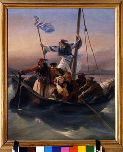 Greeks on a ship Allegory of Greece marching towards independence after the Ottoman domination and the Greek War of Independence (1821-1830) or Greek Revolution. Painting by Ludovico Lipparini (1800-1856) 1848 Verone   1412301   zh       chinese Successful 作者 Lodovico Lipparini