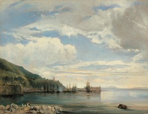 那不勒斯湾上，约1830年。 作者 Léon François Antoine Fleury