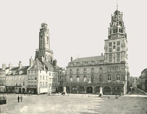 守望塔和Hotel De Ville，法国加来，1895年。