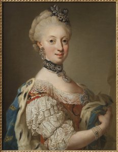 Sophie Madeleine de Danemark, reine de Suede - Portrait of Sophia Magdalena of Denmark (1746-1813), Queen of Sweden, by Pasch, Lorenz, the Younger (1733-1805). Oil on canvas