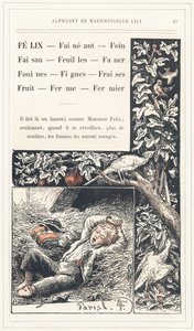 Felix、Lay、Hay、Pheasant、Leaves、Faner、Weasels、Figs、Strawberries、Fruit、Farm、Farmer，第 19 页 - Alphabet by Mademoiselle Lili、by L. Froelich and by a father (Hetzel himself)。巴黎 J. Hetzel  Cie 图书馆和教育与娱乐杂志社