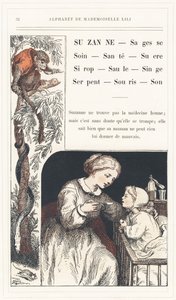 Suzanne, Wisdom, Care, Health, Sugar, Syrup, Willow, Monkey, Snake, Mouse, Sound, page 32 - Alphabet by Mademoiselle Lili, by L. Froelich and by a dad (Hetzel himself).巴黎 J. Hetzel  Cie 图书馆和教育与娱乐杂志社