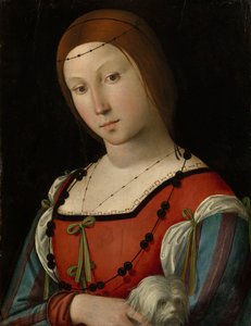 带着哈巴狗的女士肖像