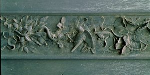 雕刻的框架，北门的细节。低浮雕青铜器 作者 洛伦佐·吉贝蒂（Lorenzo Ghiberti）