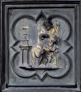 圣奥古斯丁，San Giovanni洗礼堂北门小组H，1403-24（铜牌）