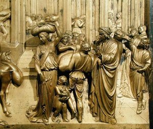 约瑟的故事》，洗礼堂东门原板的细节 作者 洛伦佐·吉贝蒂（Lorenzo Ghiberti）