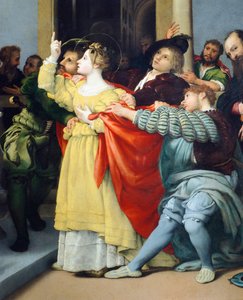 圣卢西亚祭坛画或法官面前的圣卢西亚 作者 洛伦佐·乐透（Lorenzo Lotto）
