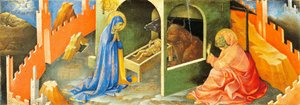 耶稣诞生，普雷德拉部分，洛伦佐·摩纳哥（Lorenzo Monaco，1370-约 1425 年）创作，面板油画
