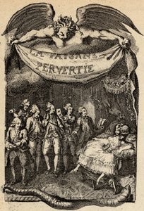 法国作家Restif de La Bretonne（1734-1806）为 "La Paysanne pervertie ou les Dangers de la ville "提供的插图。18世纪比内特的雕刻作品。