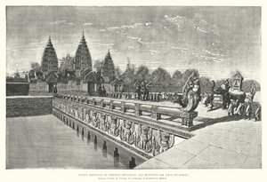 柬埔寨吴哥高棉寺庙Preah Khan的东部入口（雕刻）。 作者 路易斯（后）德拉波特