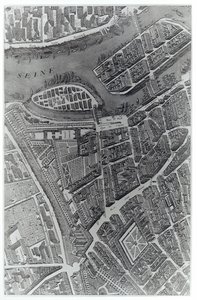 巴黎计划，被称为&39;Plan de Turgot&39;，由Claude Lucas雕刻，1734-39（雕刻）（bw照片）（细节）