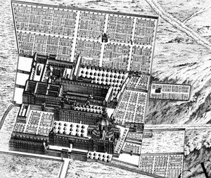 LaSalpêtrière医院，详细信息来自巴黎计划，被称为Plan de Turgot，由Claude Lucas雕刻，1734-39雕刻细节233535