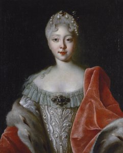 Elisabeth Ire（俄罗斯皇后） - Caravaque, Louis (1684-1754) 大公夫人伊丽莎白·彼得罗夫娜 (1709-1761) 的肖像。 布面油画，尺寸：78x63，1720 年代末，圣彼得堡国立冬宫 作者 路易斯·卡拉瓦克