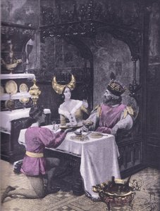 母鸡的晚餐，来自薄伽丘《十日谈》的插图，由纳瓦拉协会于1930年出版（平板）。