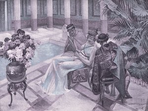 Titus 和 Gisippu，来自 Navarre Society 1930 年代出版的薄伽丘十日谈的插图（石版画）