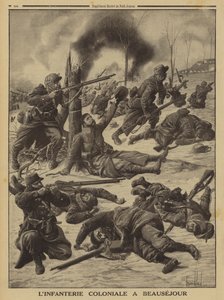 法国殖民地步兵在Beausejour作战，第一次世界大战 作者 路易斯·查尔斯（后）轰炸